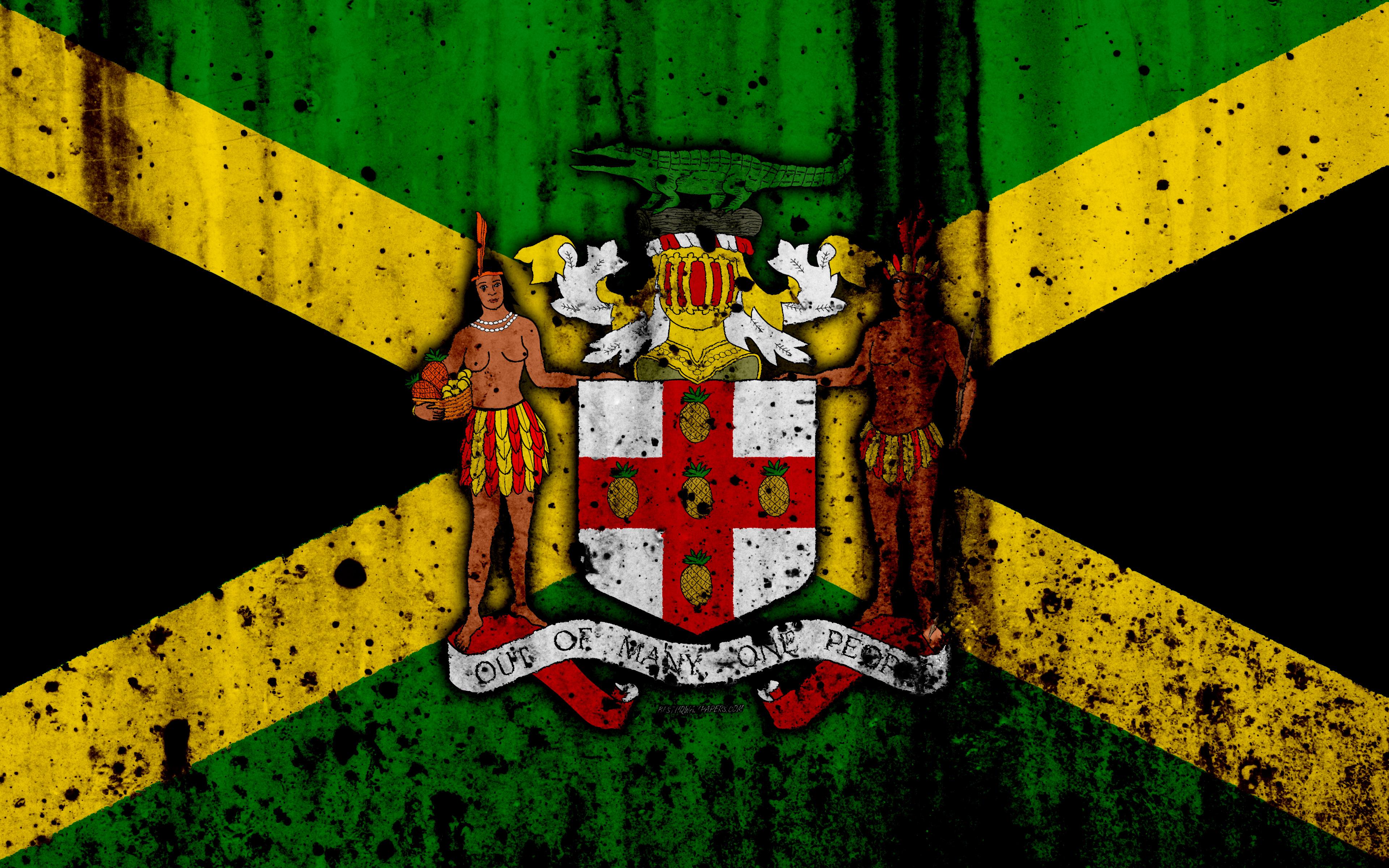 Download wallpaper Jamaican flag, 4k, grunge, flag of Jamaica