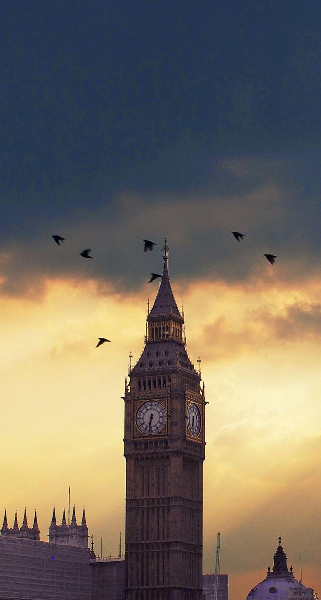 Big Ben London Sunset Birds iPhone 6 Plus HD Wallpapers