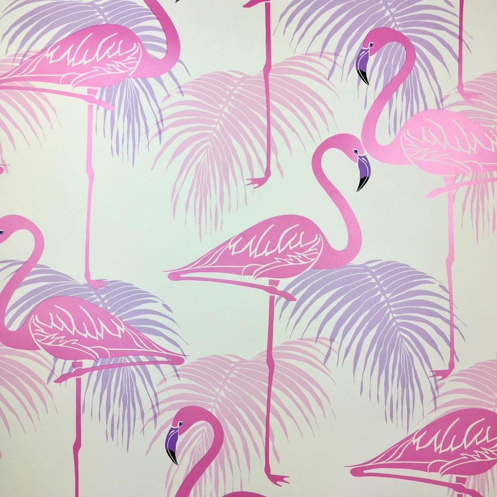 Flamingo Wallpaper Birds Tropical Exotic Palm Trees Animal Luxury