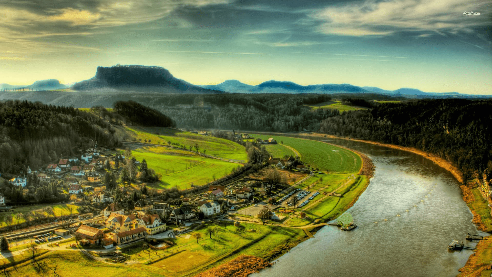 Riverside Village. Villages Picture & Painting Of Homes, Places