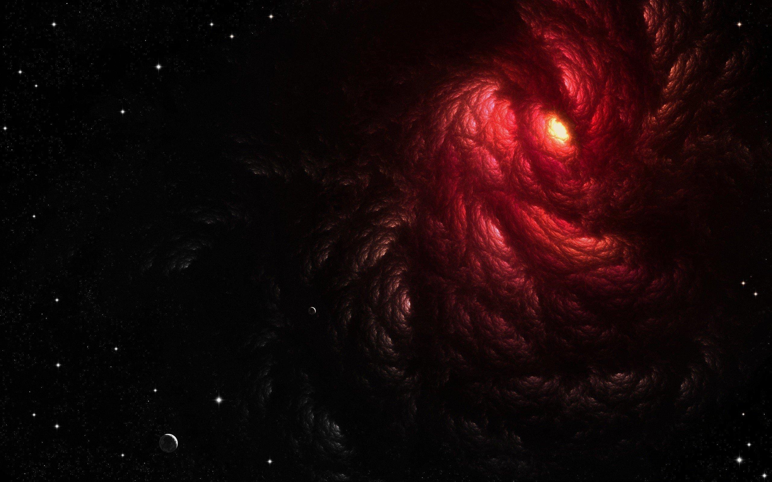 Clouds outer space red stars planets void maw wallpaperx1600