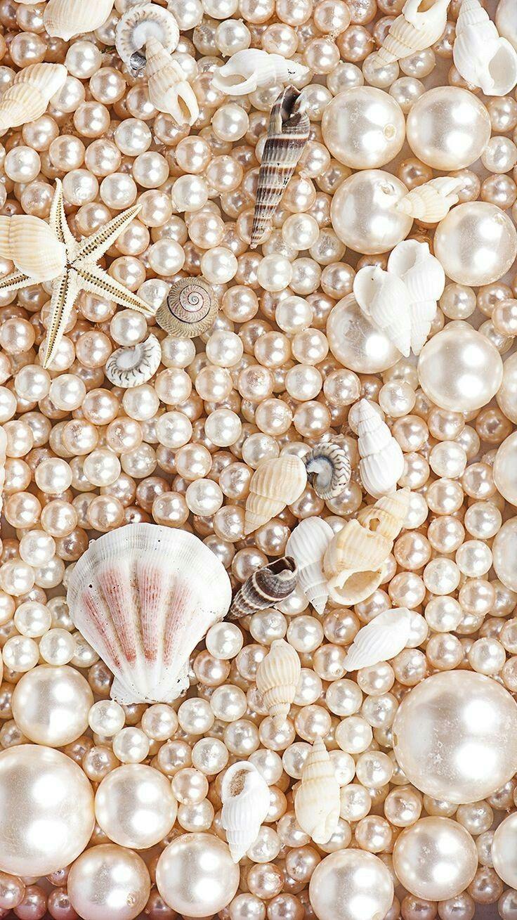 Shells and pearls. Phone Wallpaper. iPhone wallpaper, Wallpaper