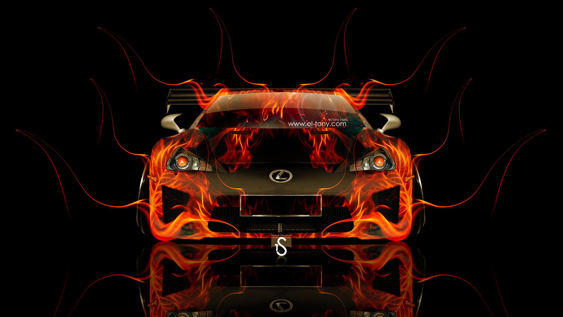 Lexus LFA Front Tuning Fire Car 2014
