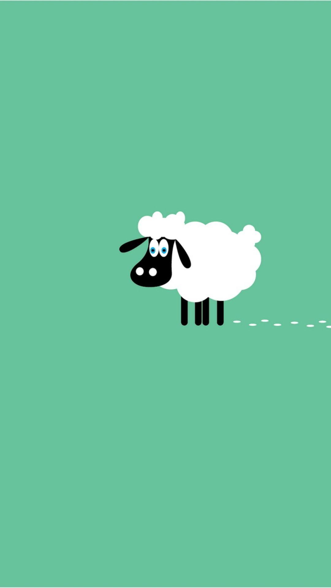 Sheep. 9 Animals Minimalistic Wallpaper for iPhone