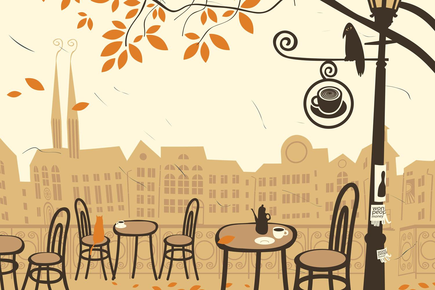 Cafe Scene Wallpaper
