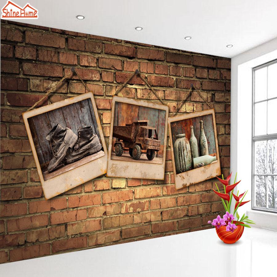 ShineHome- Large Custom Cafe Bar Brick Photo Wallpaper 3D Shop Wall