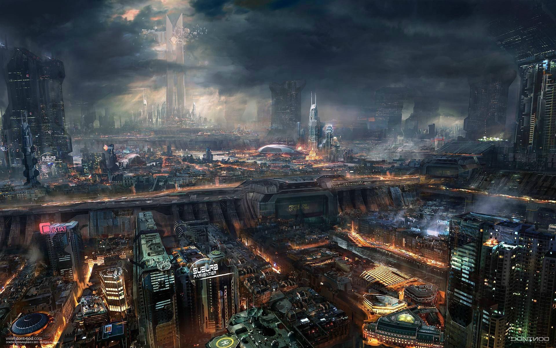 Future city in chaos