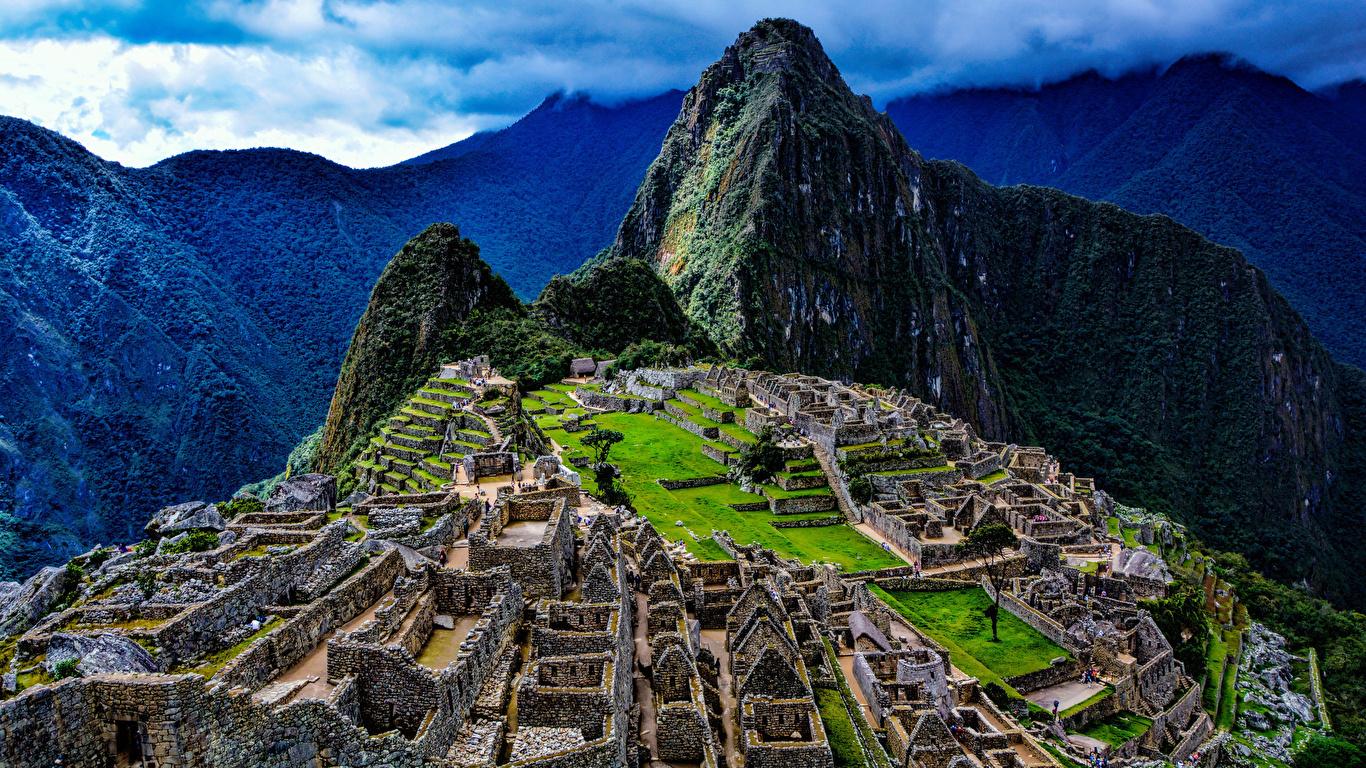 Picture Peru Machu Picchu Nature Mountains Ruins 1366x768