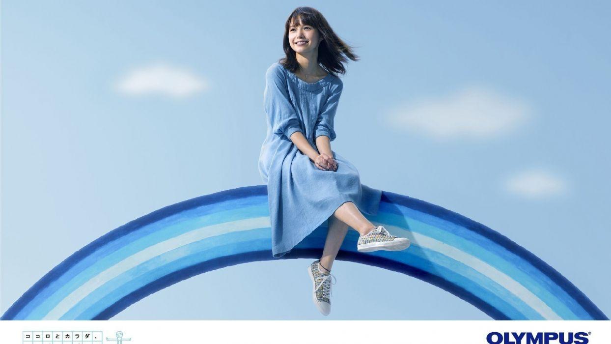 Women dress actress Japanese celebrity rainbows Asians smiling Aoi