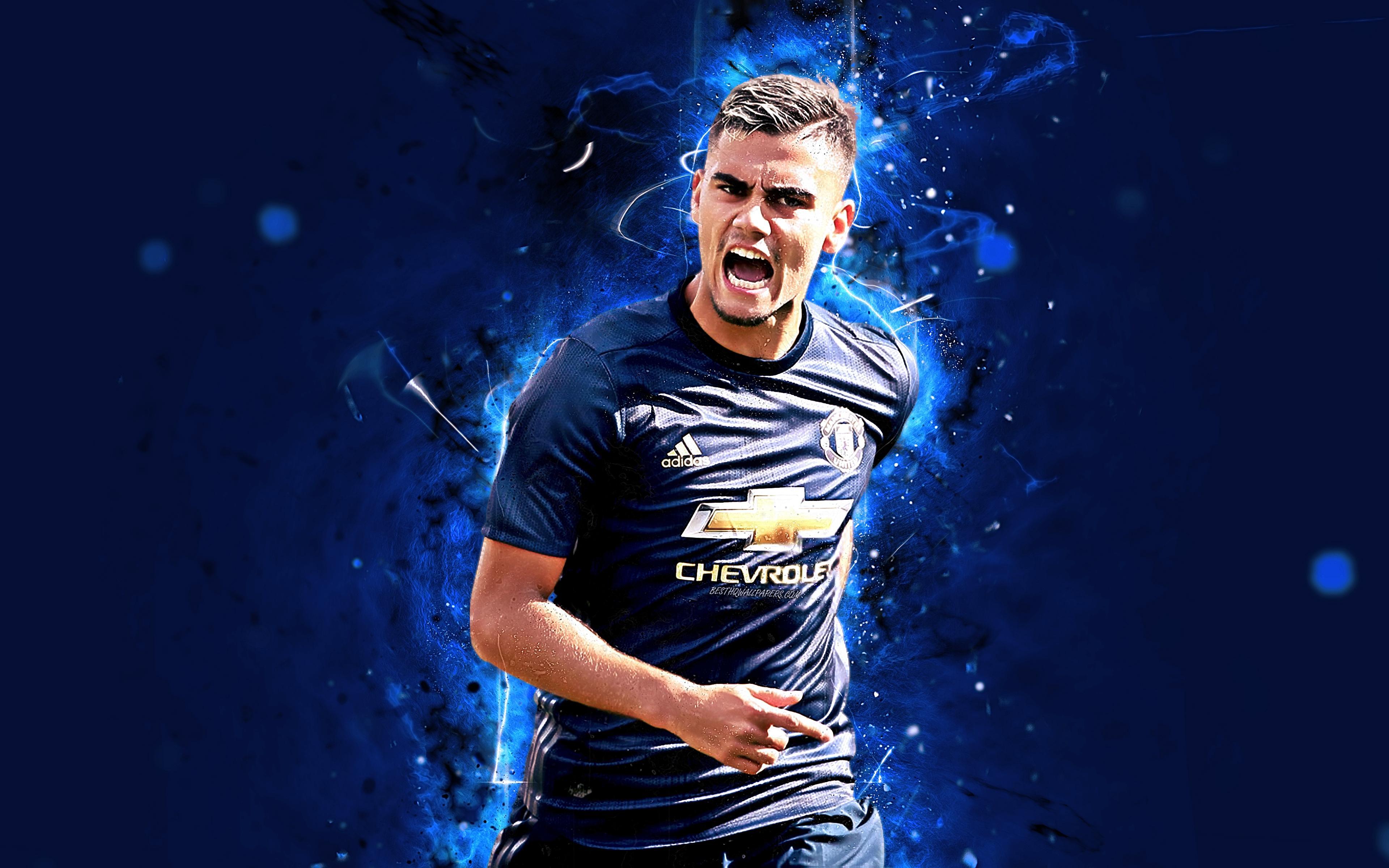Download wallpaper Andreas Pereira, 4k, blue uniform, footballers