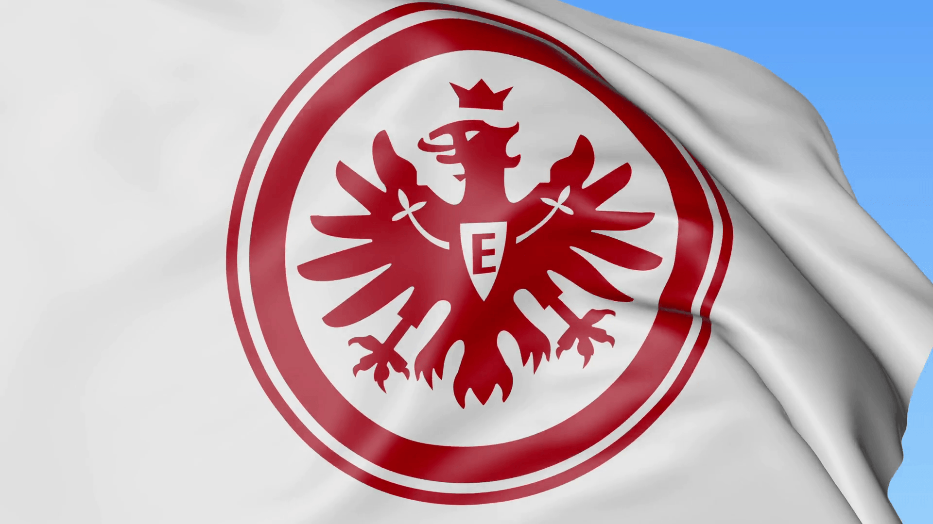 Close Up Of Waving Flag With Eintracht Frankfurt Football Club Logo