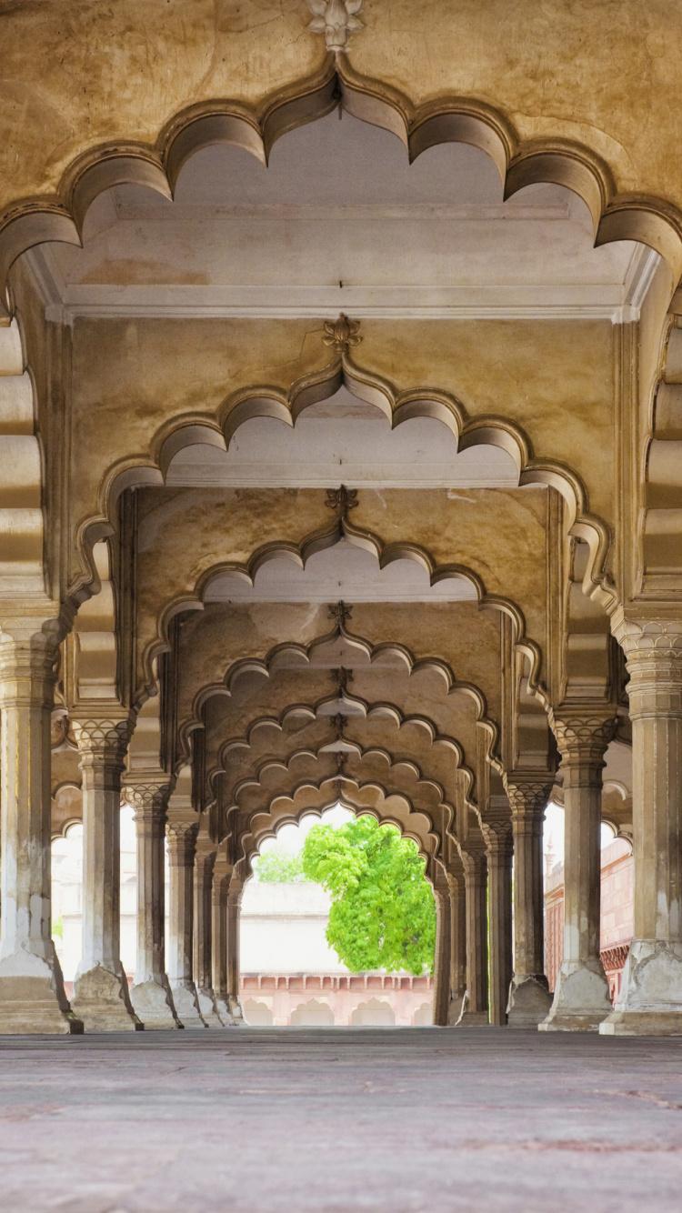 Download 750x1334 Wallpaper Arch, Carving, Sculpture, Taj Mahal