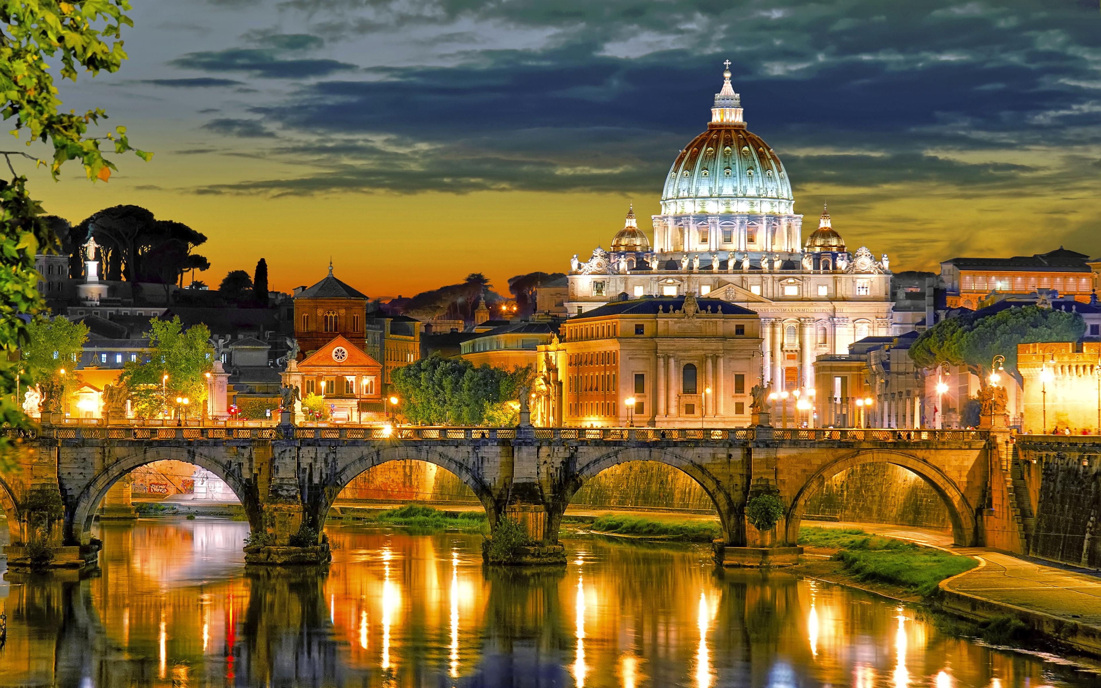 Download wallpaper Saint Peters Basilica, 4k, Vatican, nightscapes