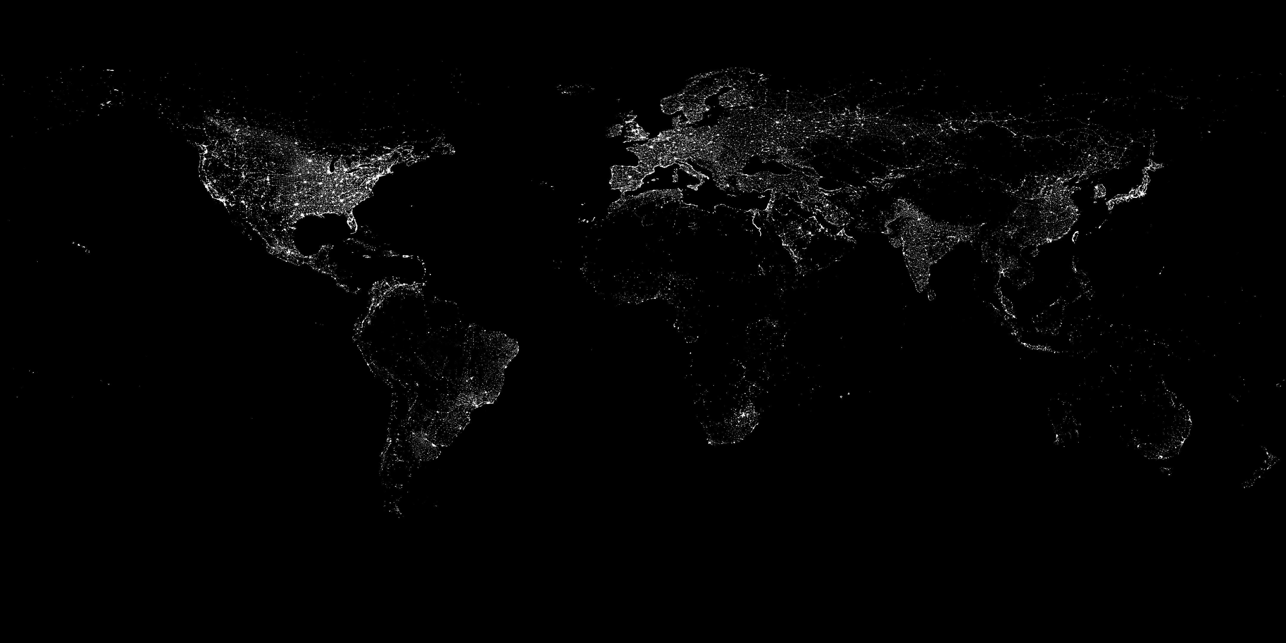 Black World Map Wallpaper Fresh Design Lights Night World Map