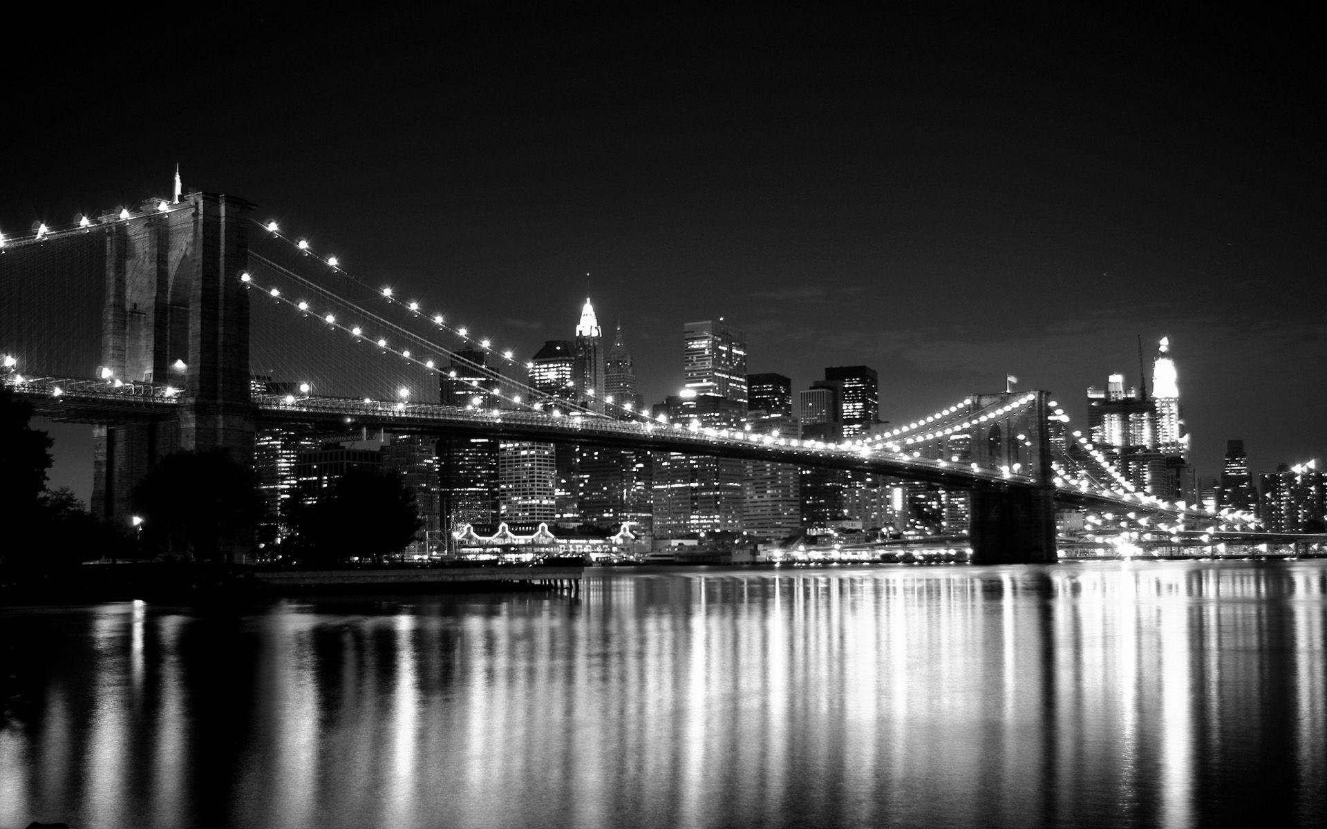 Black And White Brooklyn Bridge New York Wallpaper High