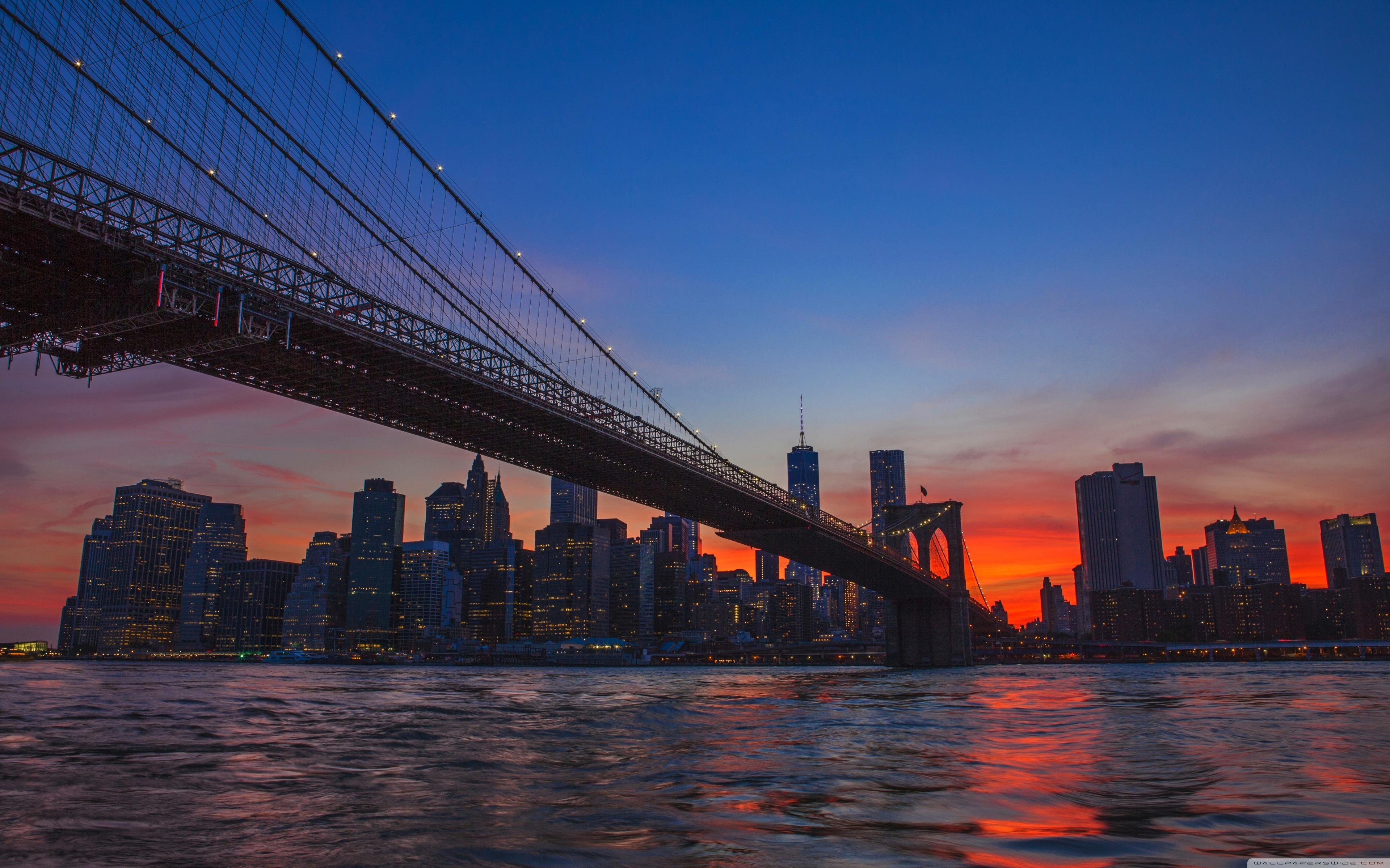 Bridges Brooklyn Bridge Sunrise Beautiful New York Sky Wallpaper Wide   Wallpapers13com