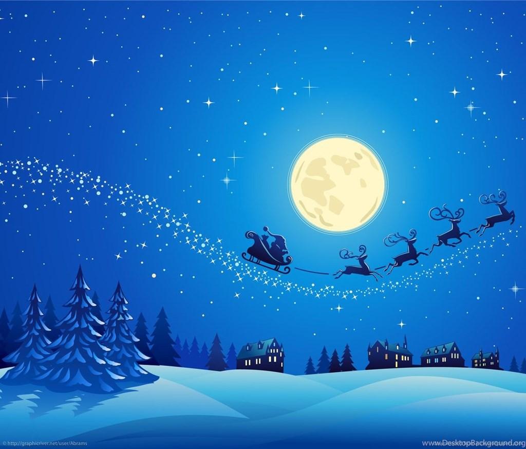 Download Santa Into The Winter Christmas Night 2 Wallpaper