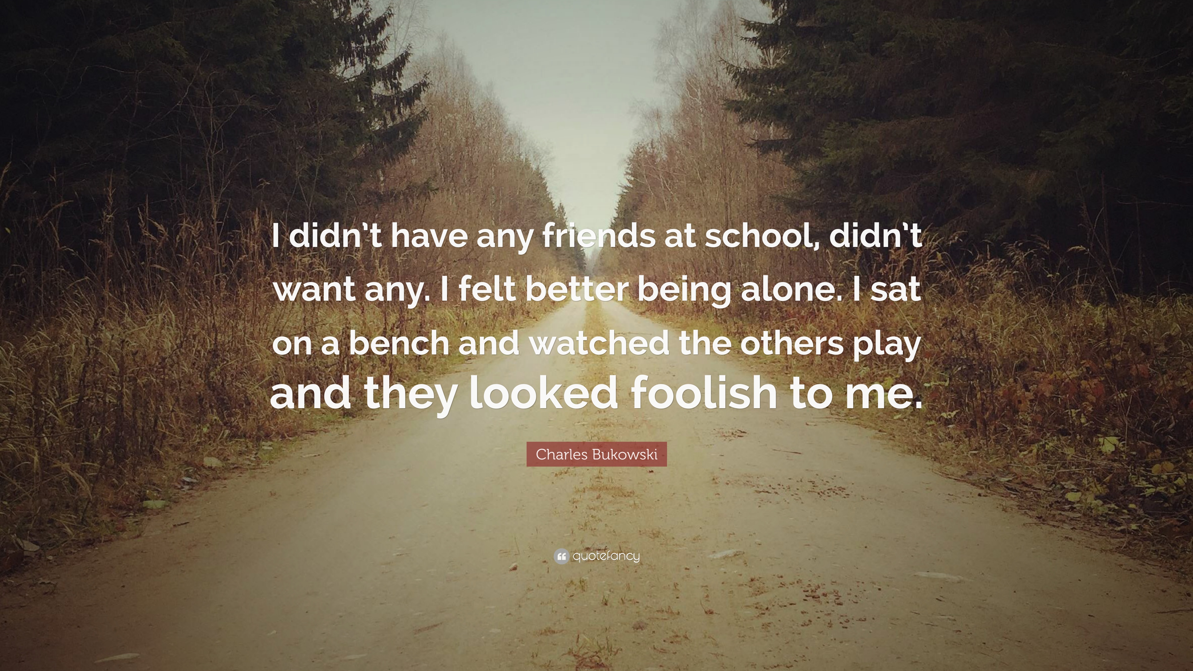 Charles Bukowski Quote: “I didn't have any friends at school, didn't