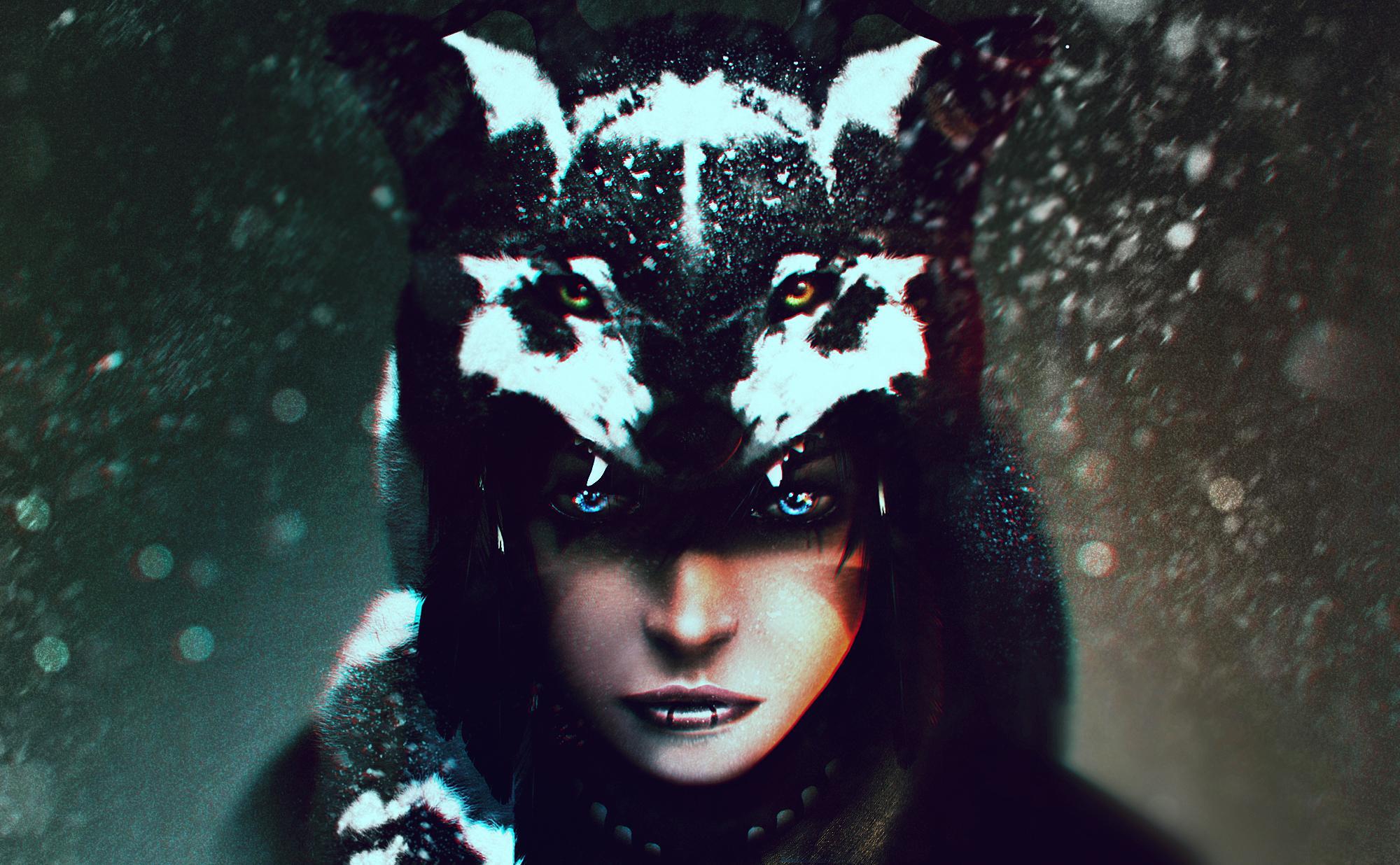 Fantasy Wolf Girl HD Wallpaper
