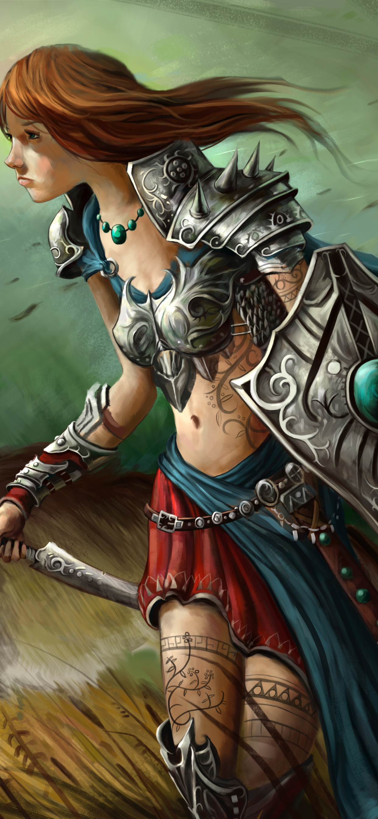 Download 1242x2688 Wallpaper Warrior, Illustration, Fantasy, Female