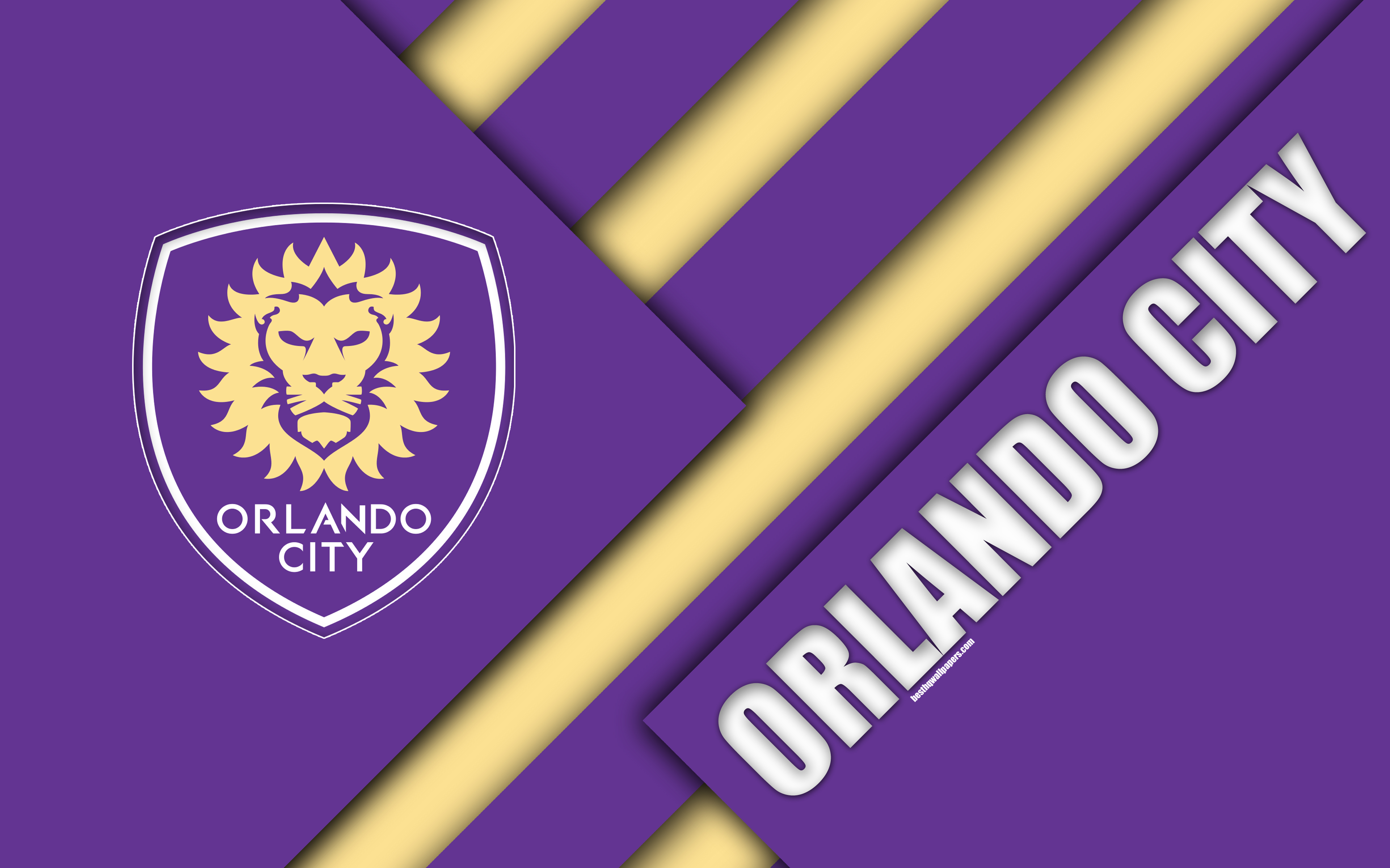 Download wallpaper Orlando City SC, material design, 4k, logo