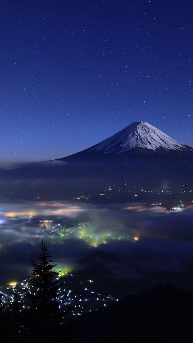 Mount Fuji Japan Night View IPhone Wallpaper