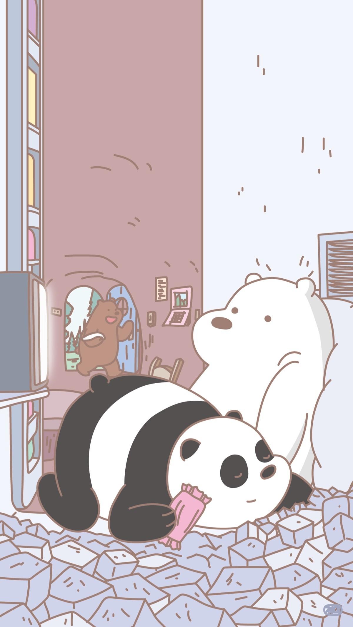 Cute cartoon panda bear wallpaper