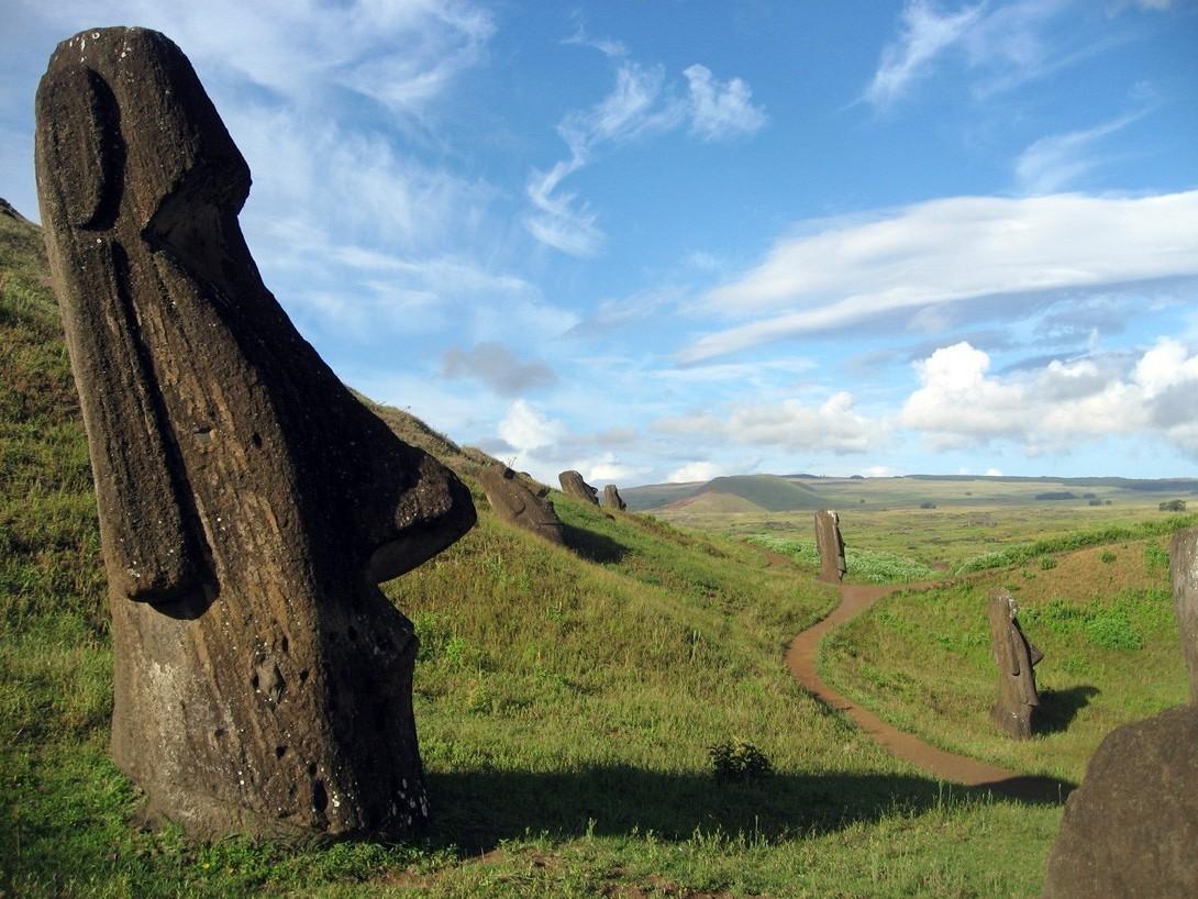 clear sky statue island easter island landscape wallpaper and background