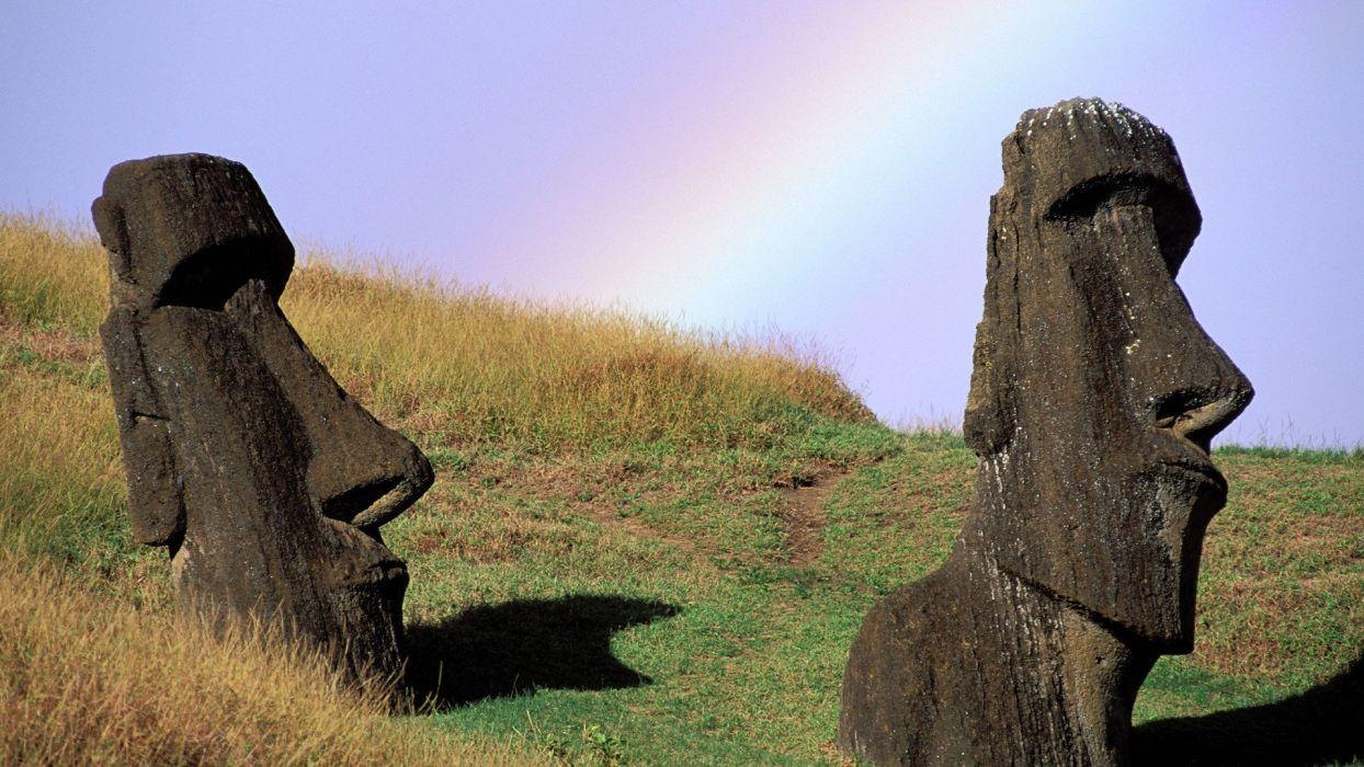 Chile Easter Island moai wallpaperx1080