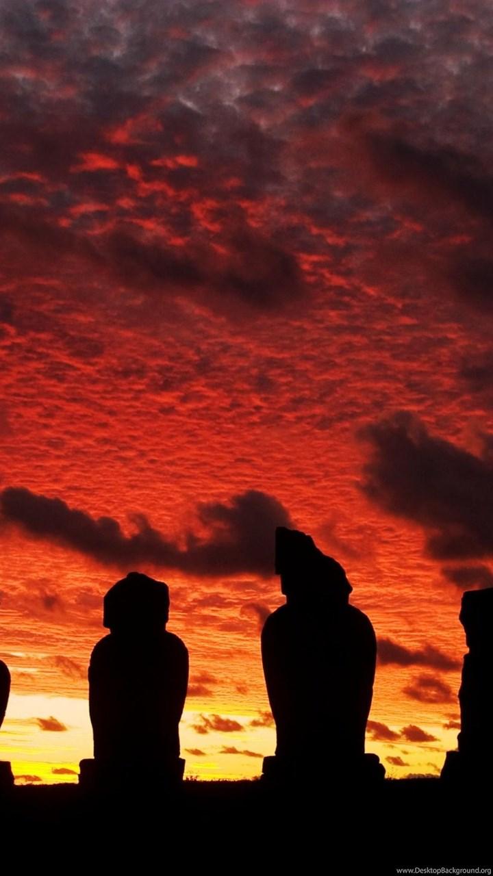 Easter Island Sunset Wallpaper Desktop Background