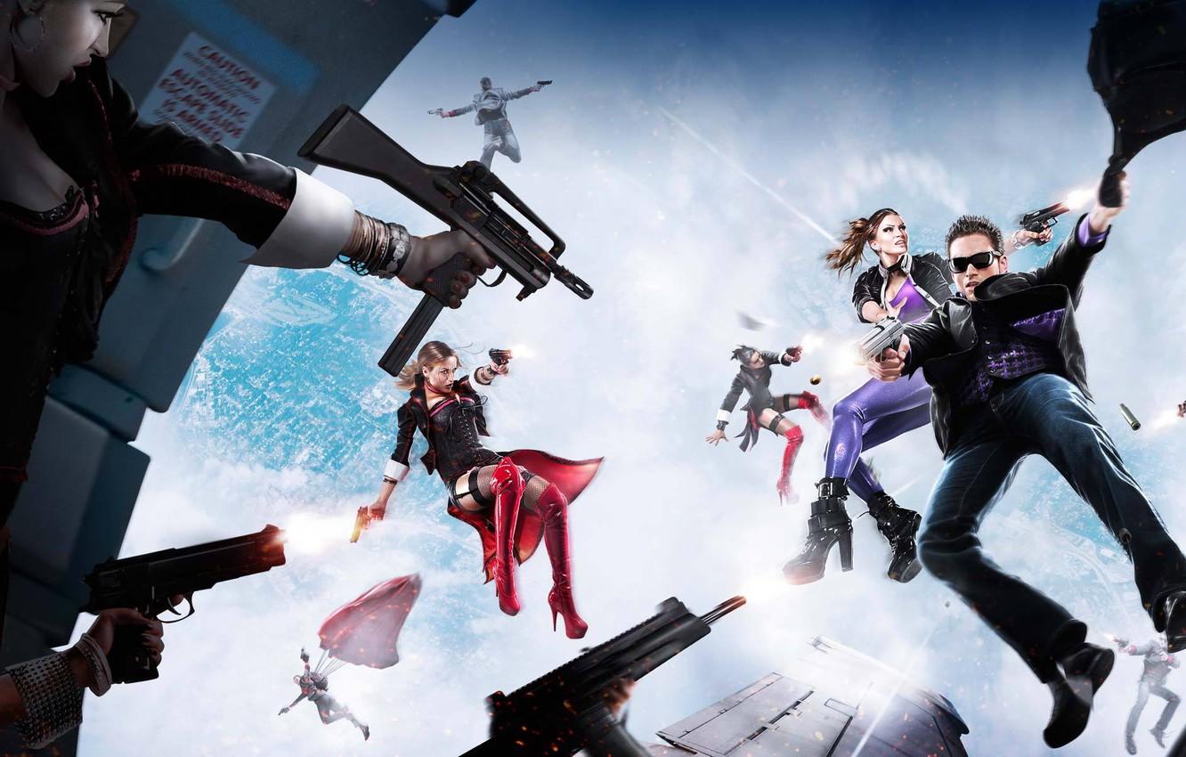 Wallpaper The sky, Flight, Weapons, Latex, Johny Gat, Parachute