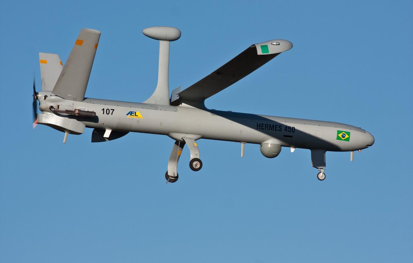 Wallpaper flag, Brazil, drone, Hermes, unmanned aerial vehicle, VANT