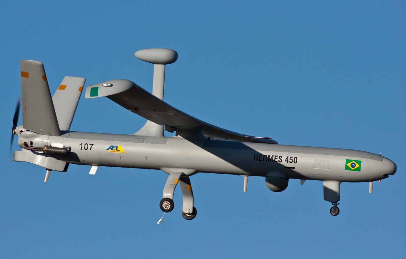 Wallpaper flag, Brazil, drone, Hermes, unmanned aerial vehicle, VANT