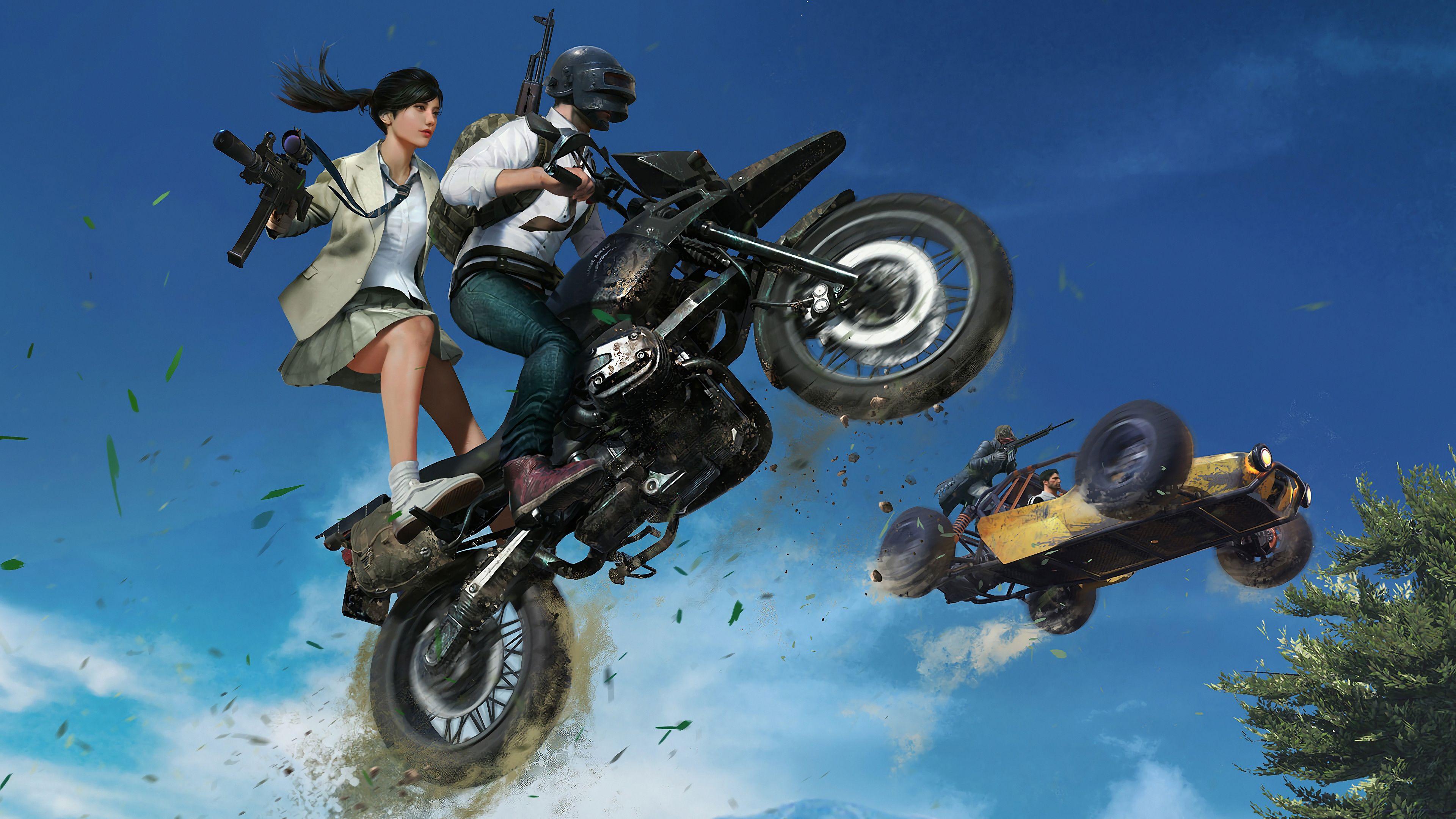 Player Unknown's Battlegrounds (PUBG) 4K Bike Girl Pubg wallpaper