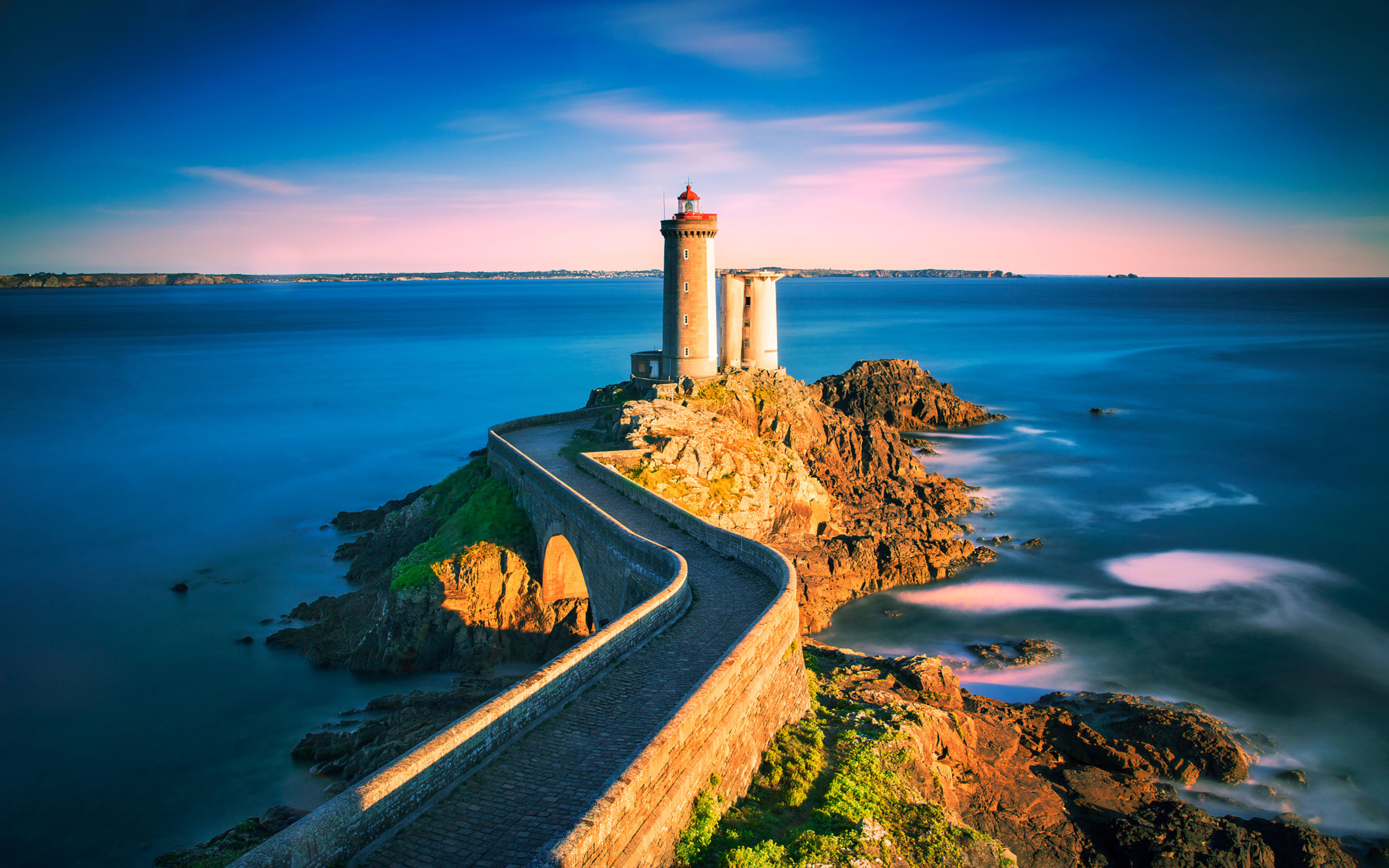 Phare Du Petit Minou Lighthouse In The Roadstead Of Brest Stands