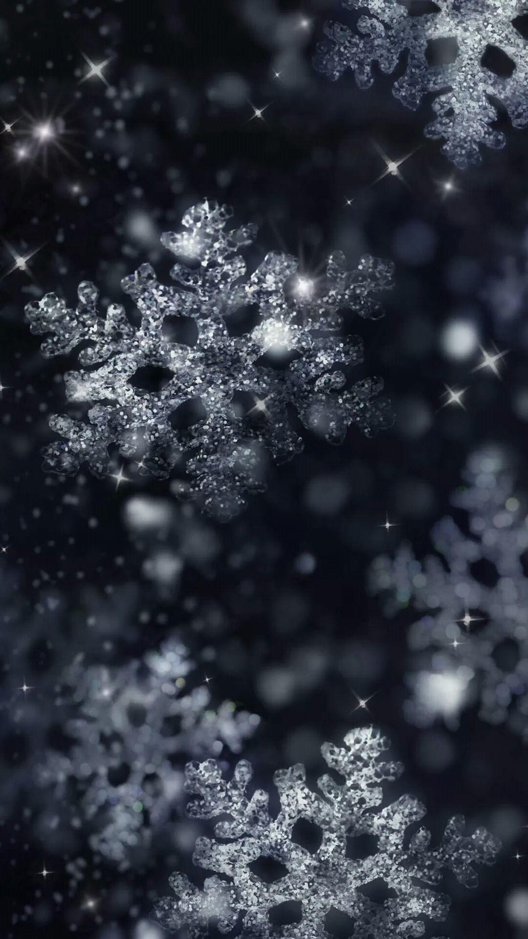 Night glittering snowflakes wallpaper 1080 x 1920