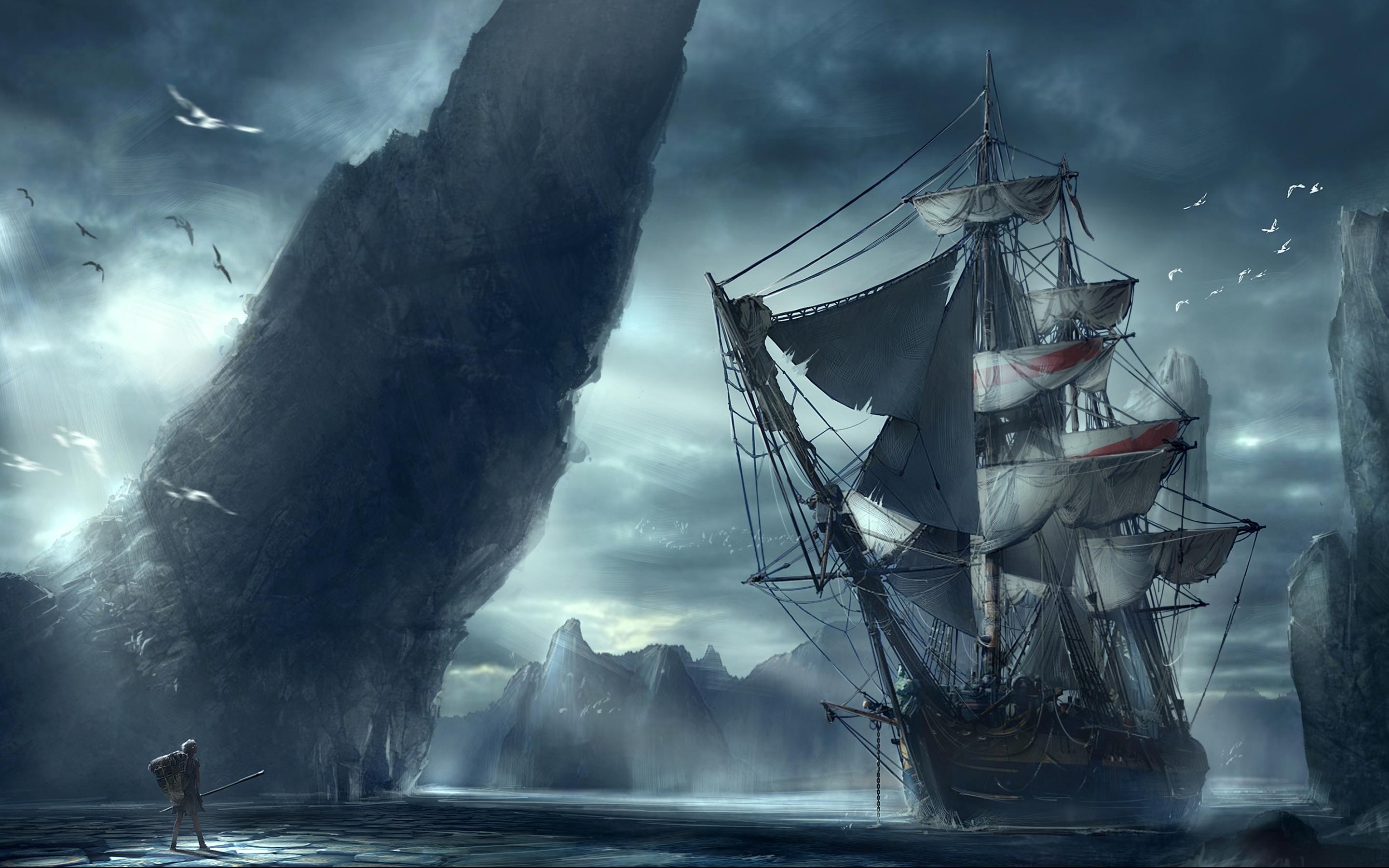 ghost pirate ship wallpaper