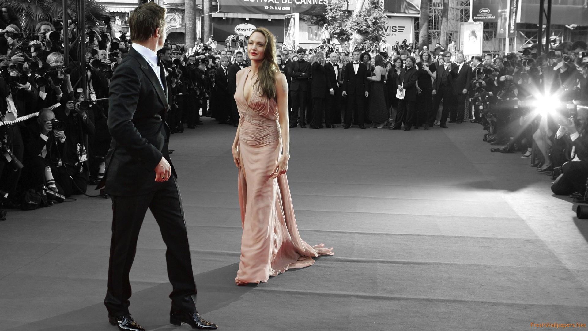 Brad Pitt and Angelina Jolie Colorsplash on Red Carpet wallpaper