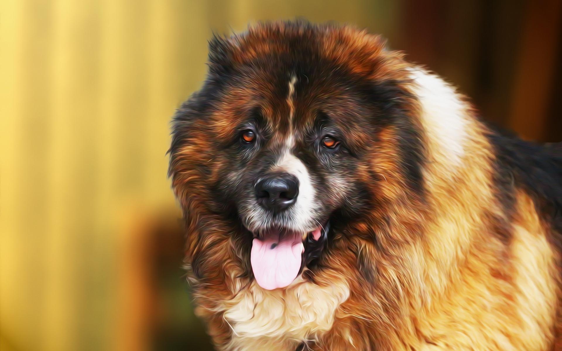 Download wallpaper Caucasian Shepherd Dog, art, big dog, pets