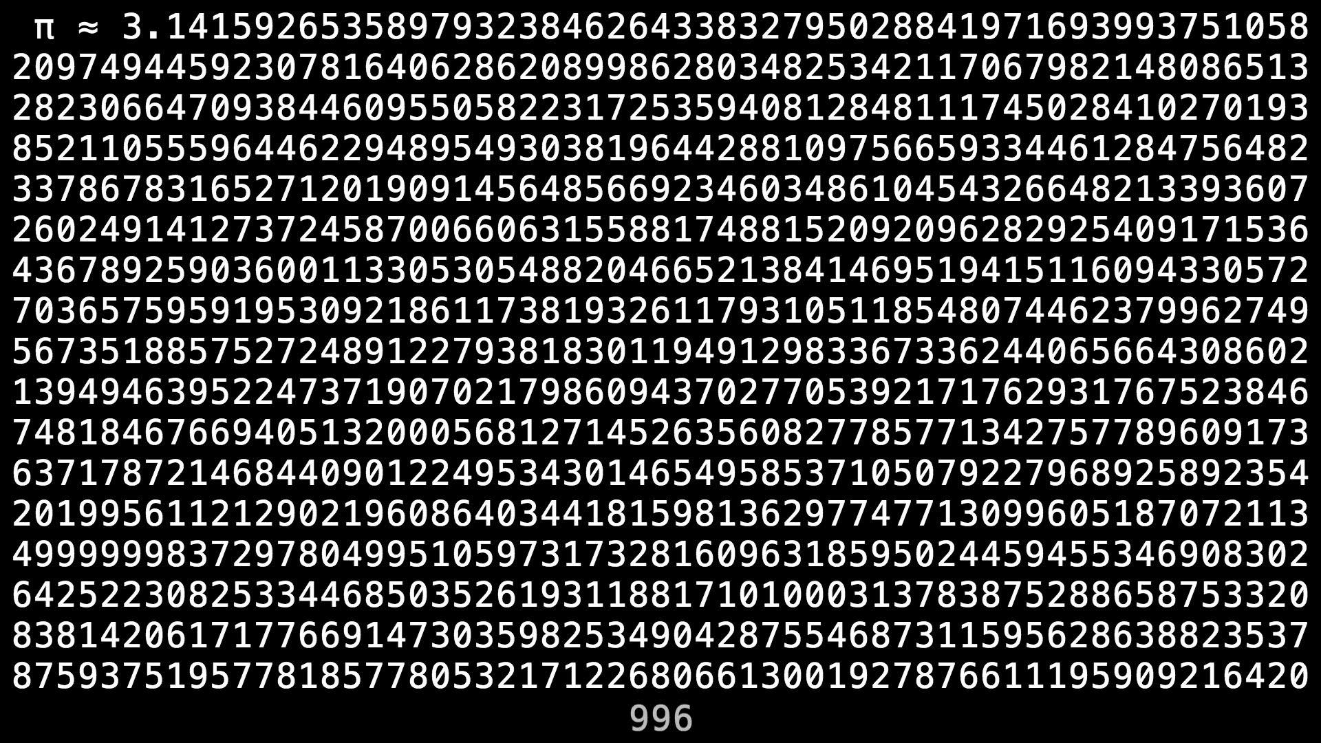 calculate pi to trillion digits