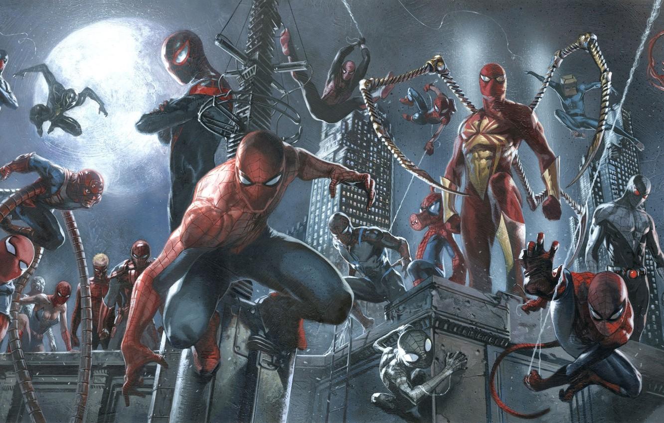 Wallpaper marvel, spider man, spider girl, captain spider, miles