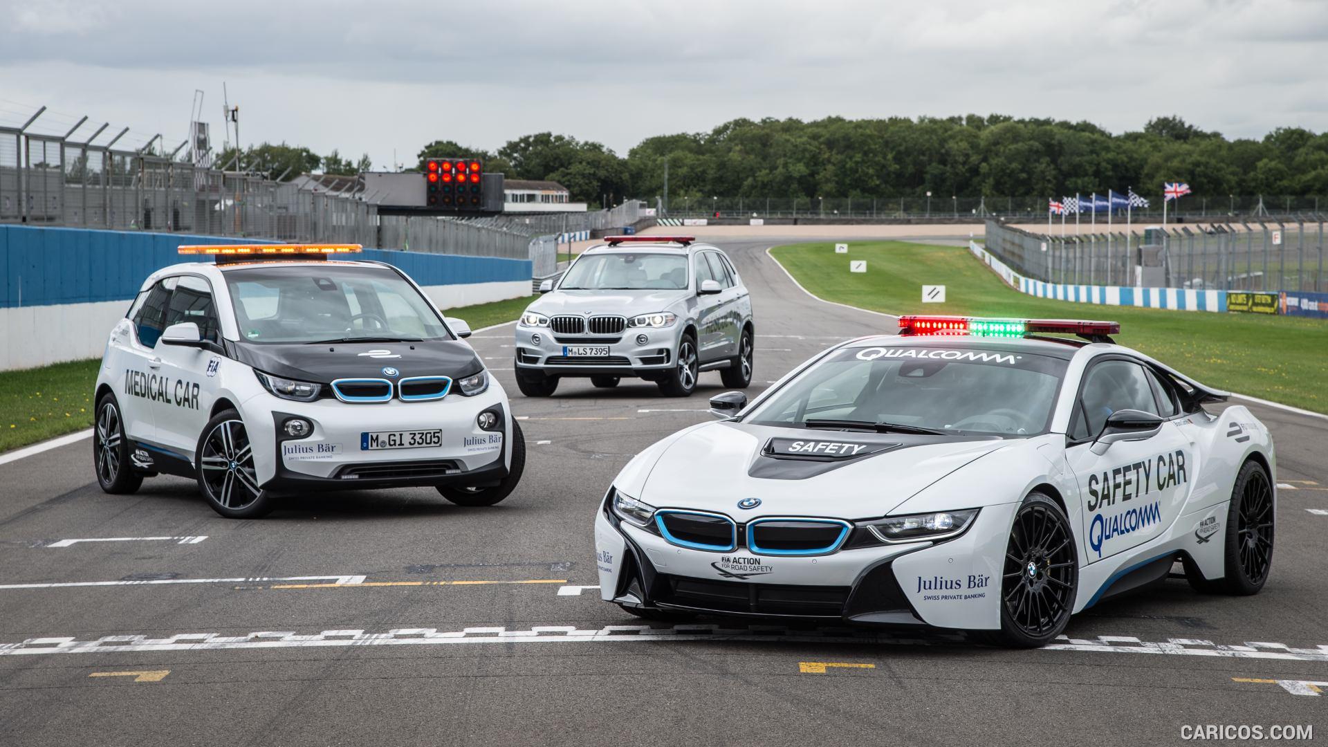 BMW i8 Formula E Safety Car with BMW i3 Medical Car and BMW X5