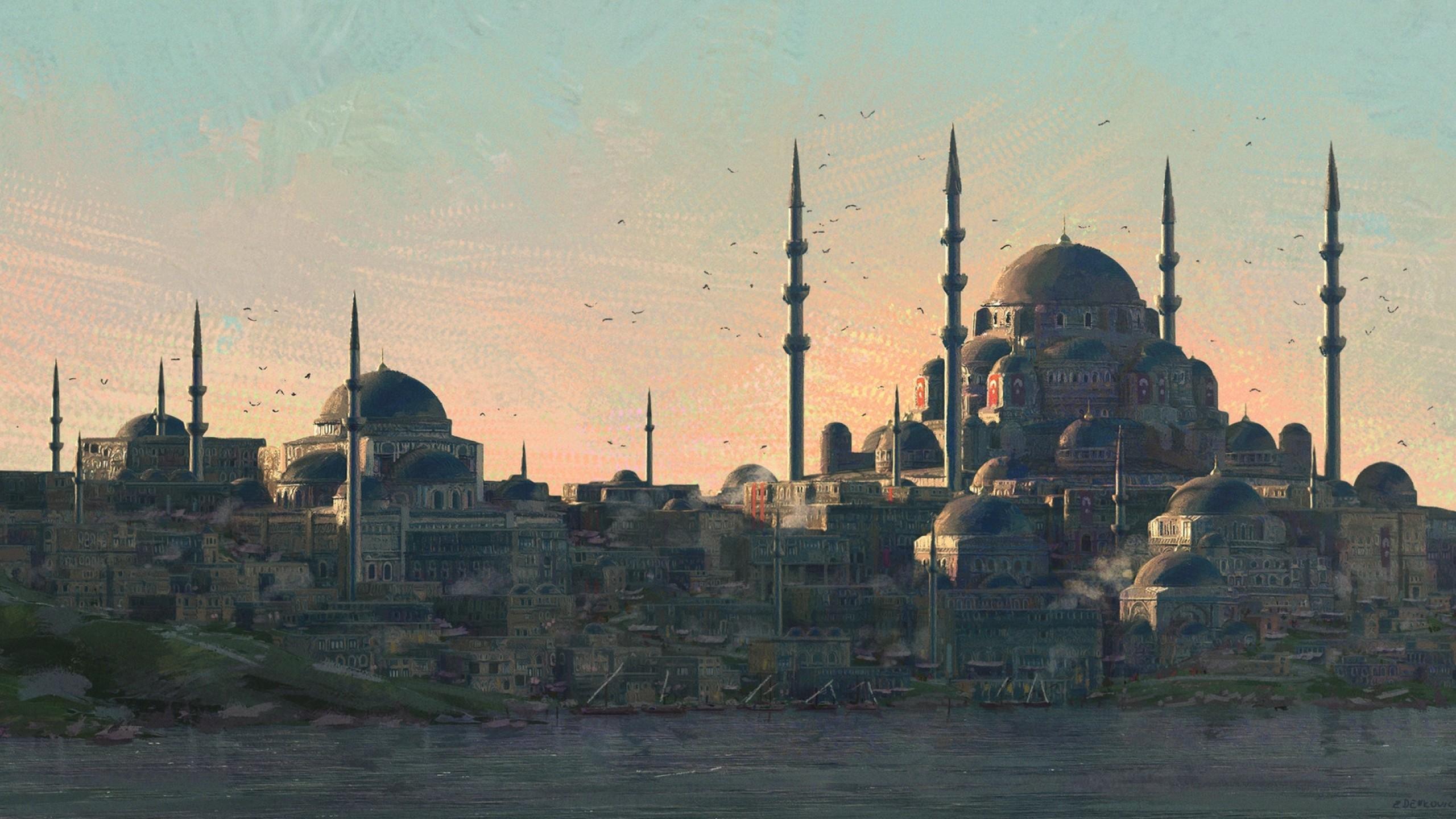 Download 2560x1440 Ottoman, Mosque, Concept Design Wallpaper