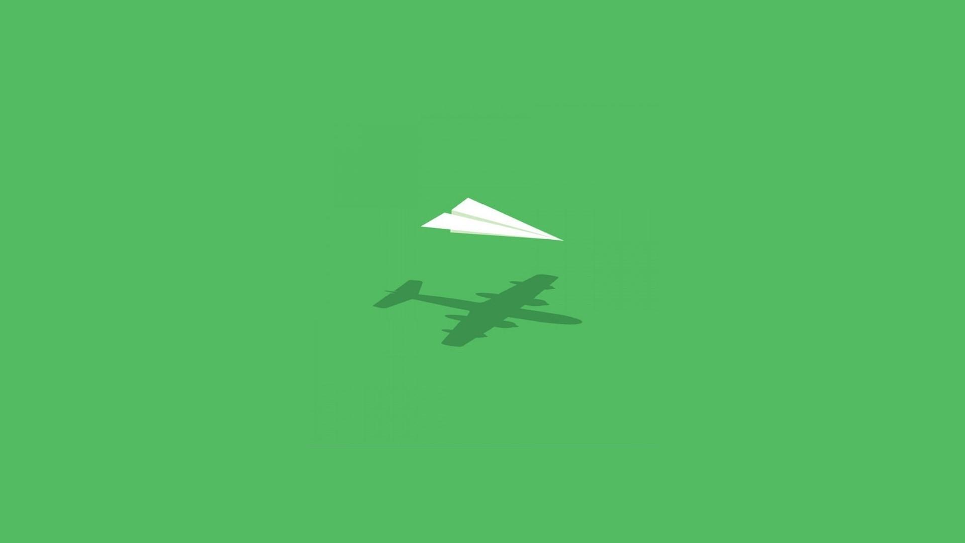 Airplane Silhouette and Paper Art Plane Minimal HD Wallpaper