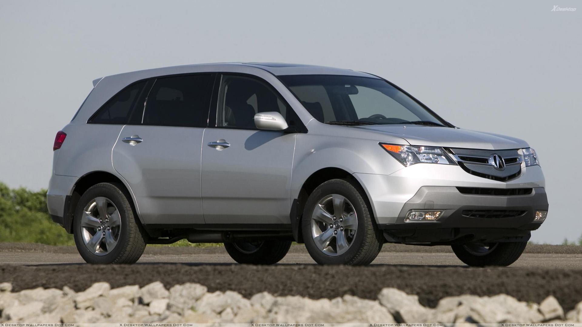 Acura MDX 005 In Silver Front Side Pose Wallpaper