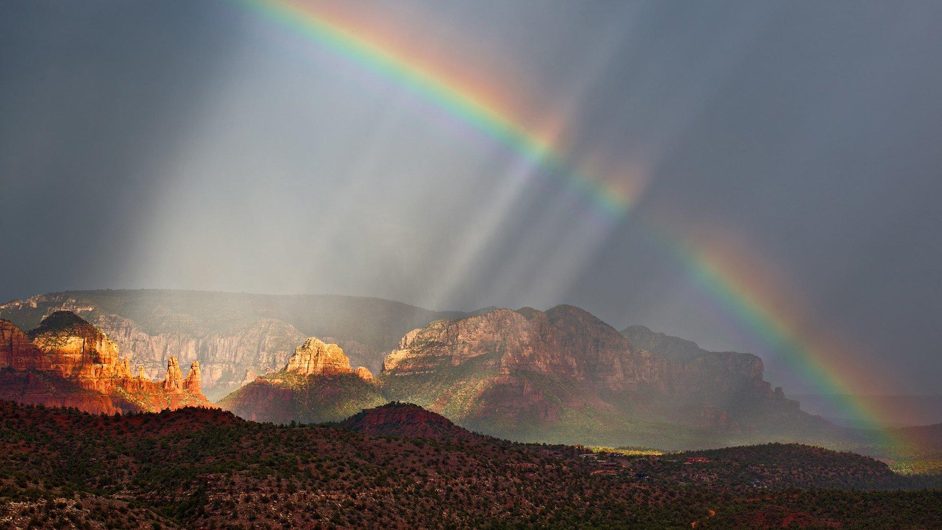 Rainbow, Munds Mountain Wilderness, Sedona, Arizona HD Wallpaper