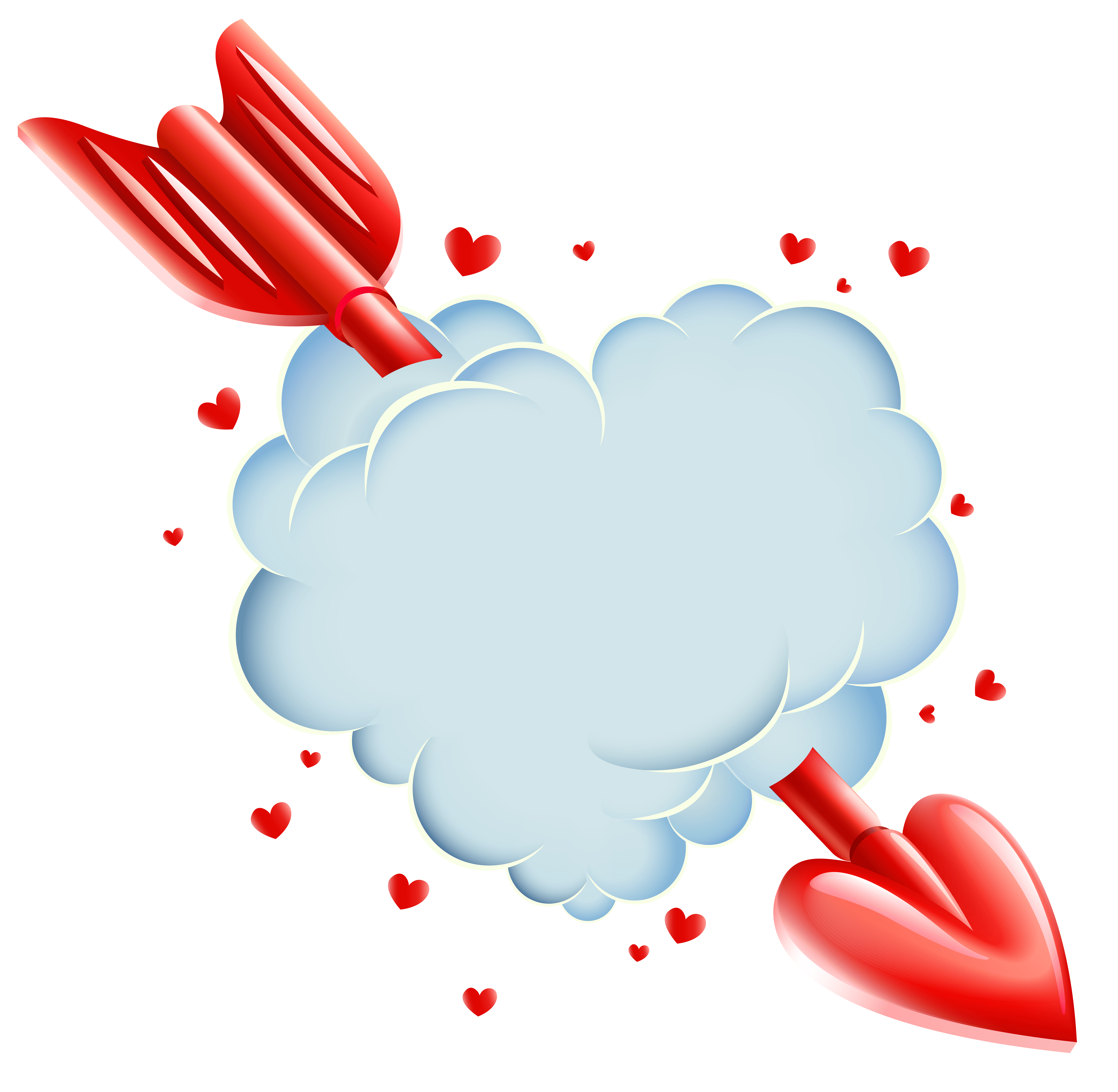 Valentine's Day Cloud Heart with Arrow Transparent PNG Clip Art