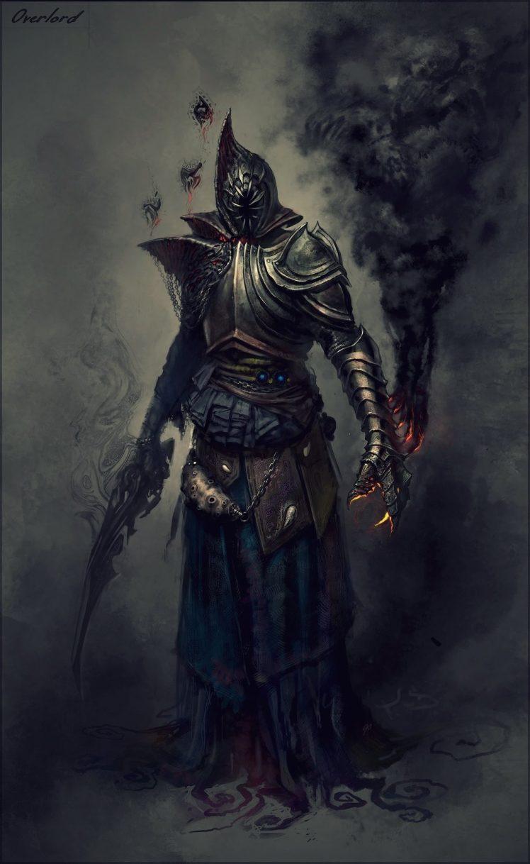 drawing, Armor, Dark, Sword, Overlord, Demon Wallpaper HD / Desktop