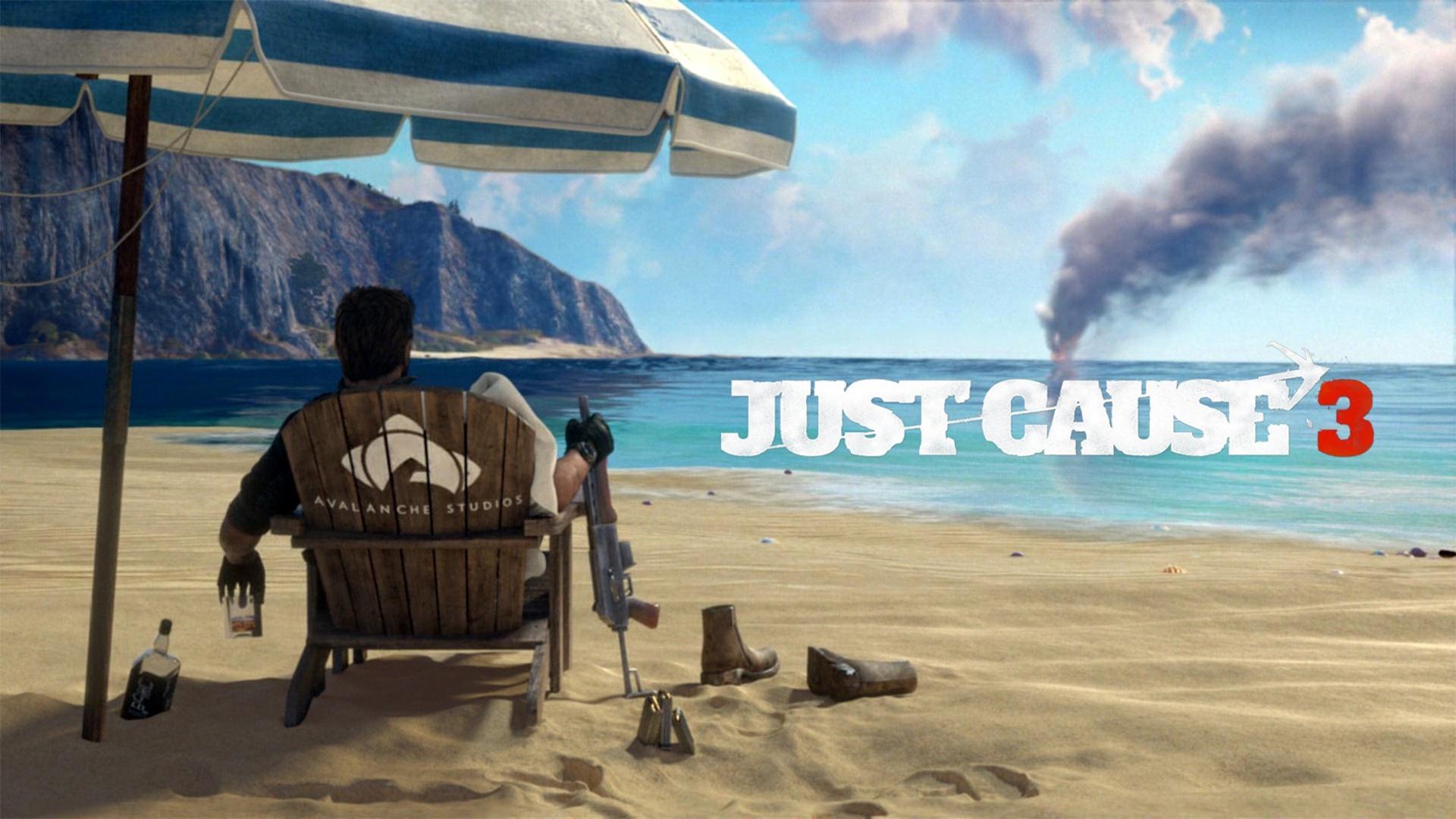 Rico Rodriguez resting on the beach Wallpaper from Just Cause 3