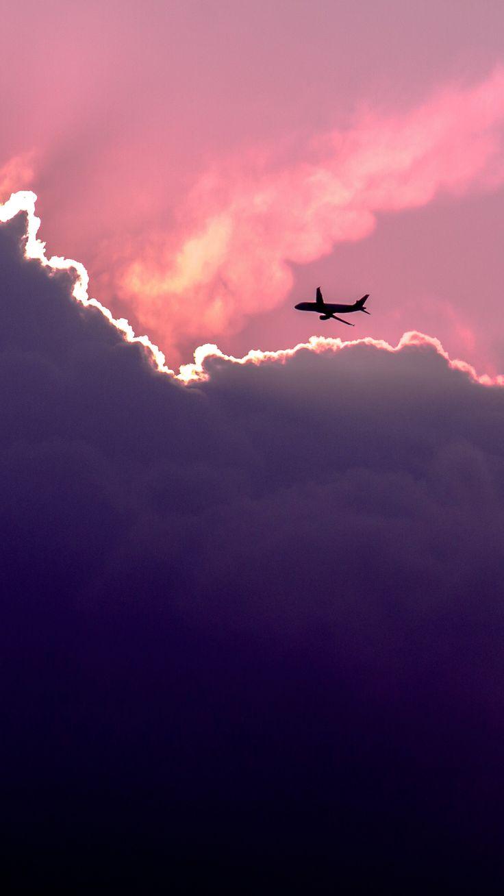 Plane Above Sunset Clouds iPhone 6 wallpaper. Wallpaper